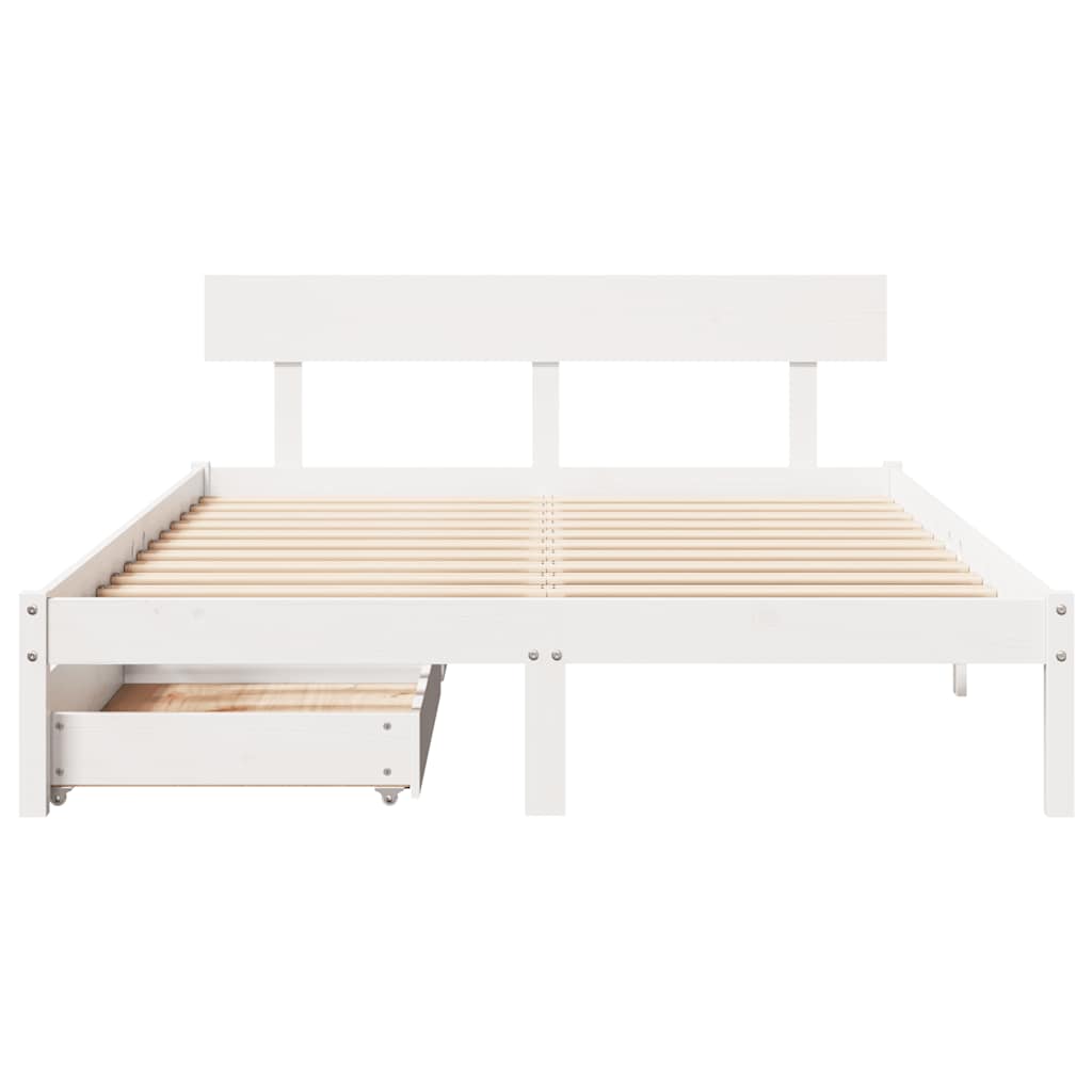 Bed Frame without Mattress White 160x200 cm Solid Wood Pine - Bargainia.com - 8721102939082 - 3301519