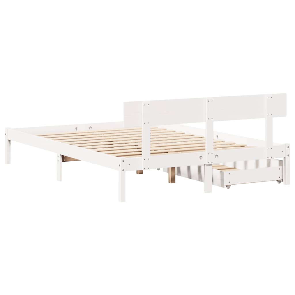 Bed Frame without Mattress White 160x200 cm Solid Wood Pine - Bargainia.com - 8721102939082 - 3301519