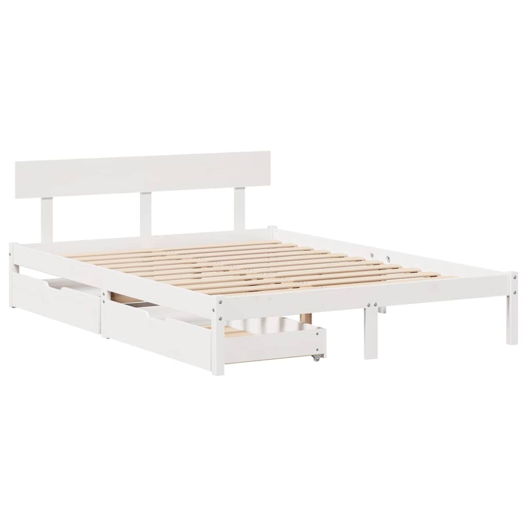 Bed Frame without Mattress White 160x200 cm Solid Wood Pine - Bargainia.com - 8721102939082 - 3301519