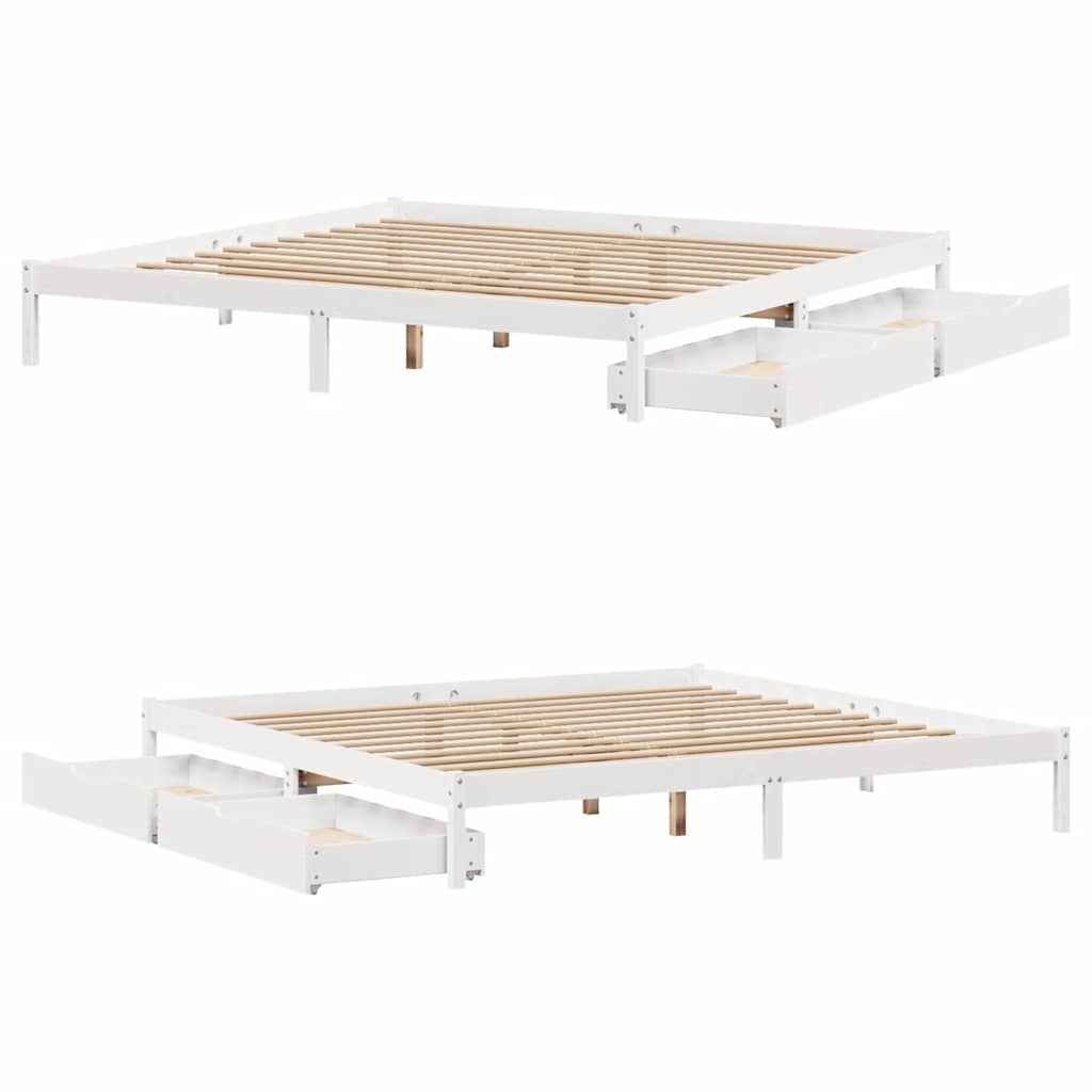 Bed Frame without Mattress White 180x200 cm Super King Solid Wood Pine - Bargainia.com - 8721102938320 - 3301443
