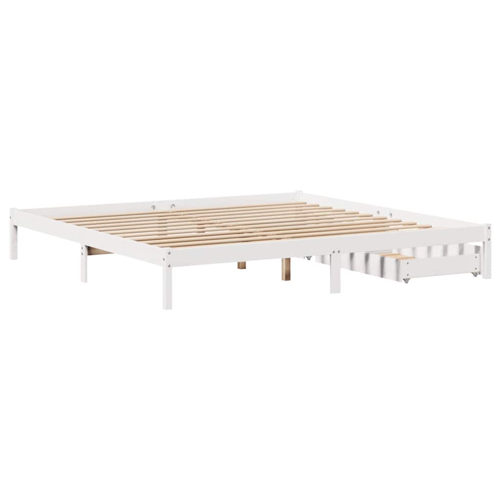 Bed Frame without Mattress White 180x200 cm Super King Solid Wood Pine - Bargainia.com - 8721102938320 - 3301443