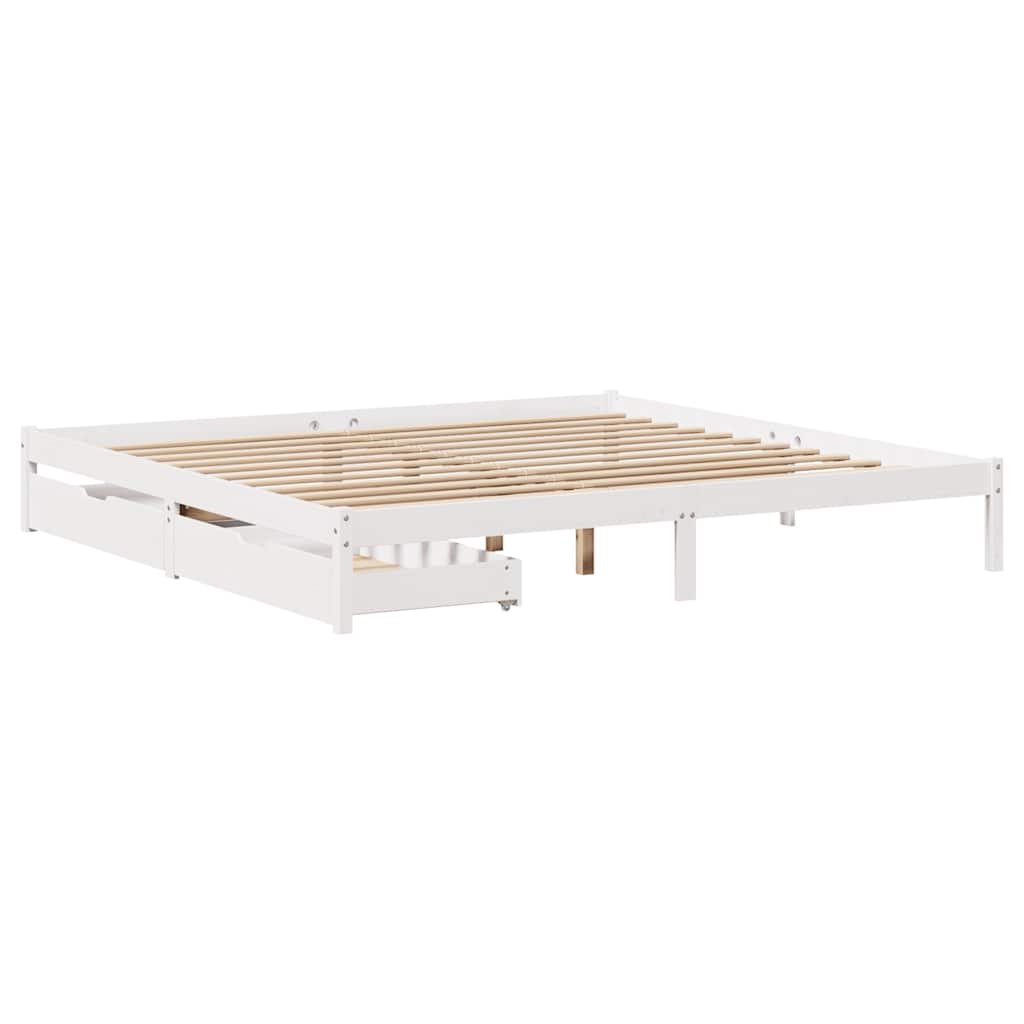 Bed Frame without Mattress White 180x200 cm Super King Solid Wood Pine - Bargainia.com - 8721102938320 - 3301443