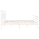 Bed Frame without Mattress White 200x200 cm Solid Wood - Bargainia.com - 