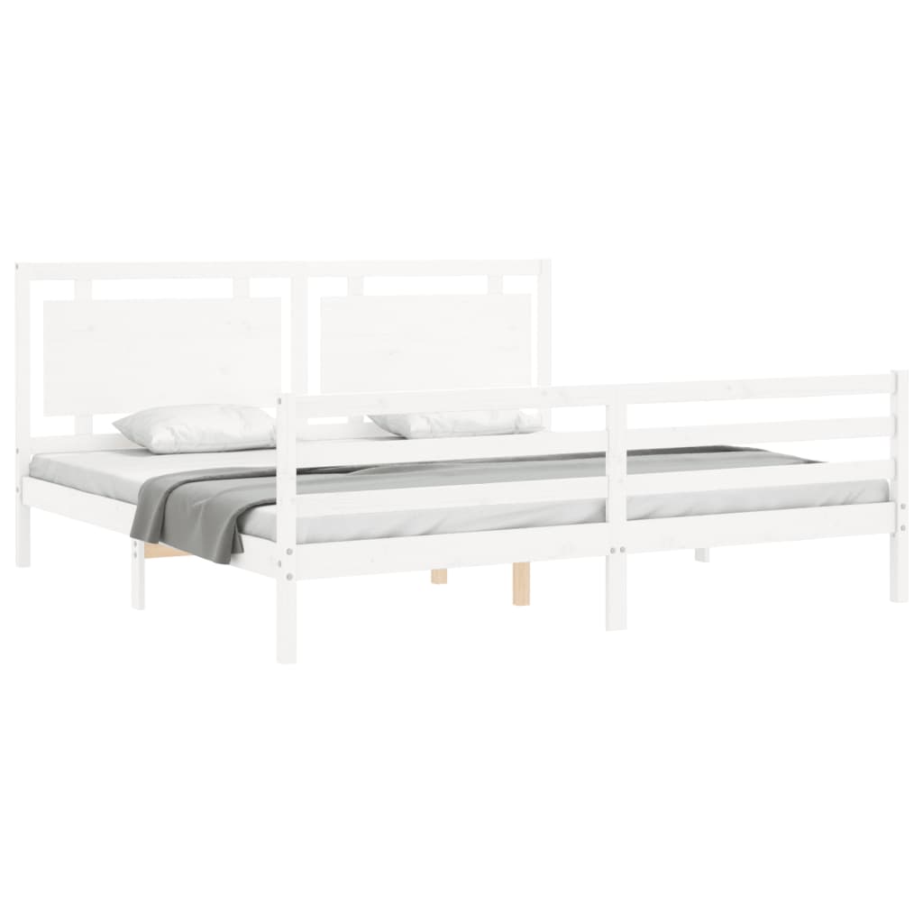 Bed Frame without Mattress White 200x200 cm Solid Wood - Bargainia.com - 