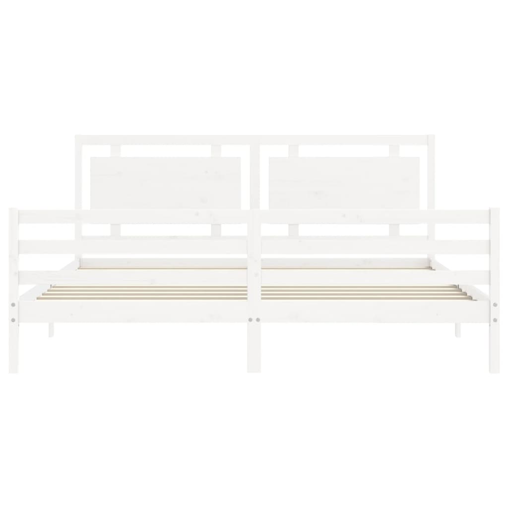 Bed Frame without Mattress White 200x200 cm Solid Wood - Bargainia.com - 