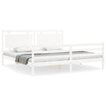 Bed Frame without Mattress White 200x200 cm Solid Wood - Bargainia.com - 