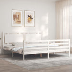 Bed Frame without Mattress White 200x200 cm Solid Wood - Bargainia.com - 