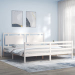 Bed Frame without Mattress White 200x200 cm Solid Wood - Bargainia.com - 