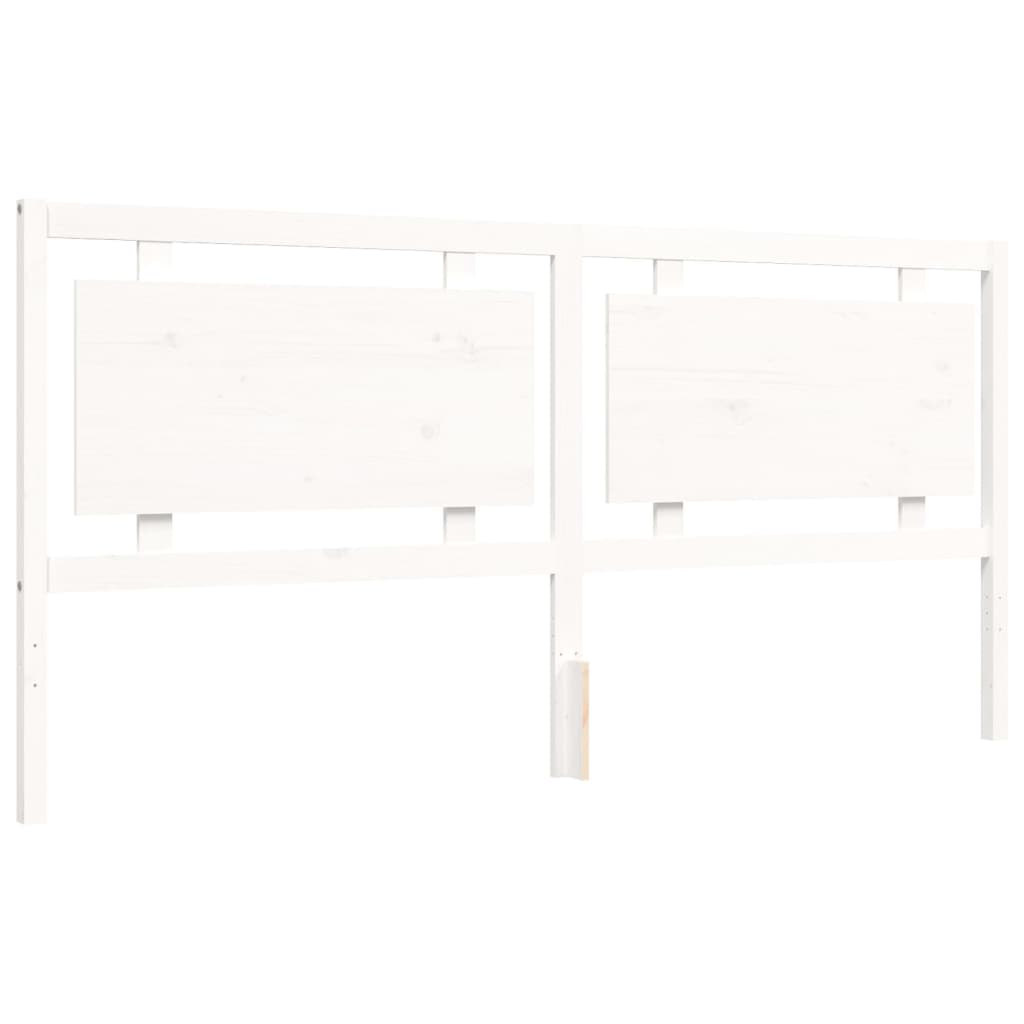 Bed Frame without Mattress White 200x200 cm Solid Wood - Bargainia.com - 