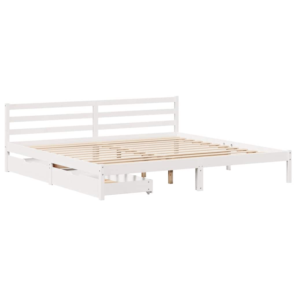 Bed Frame without Mattress White 200x200 cm Solid Wood Pine - Bargainia.com - 8721102939389 - 3301549