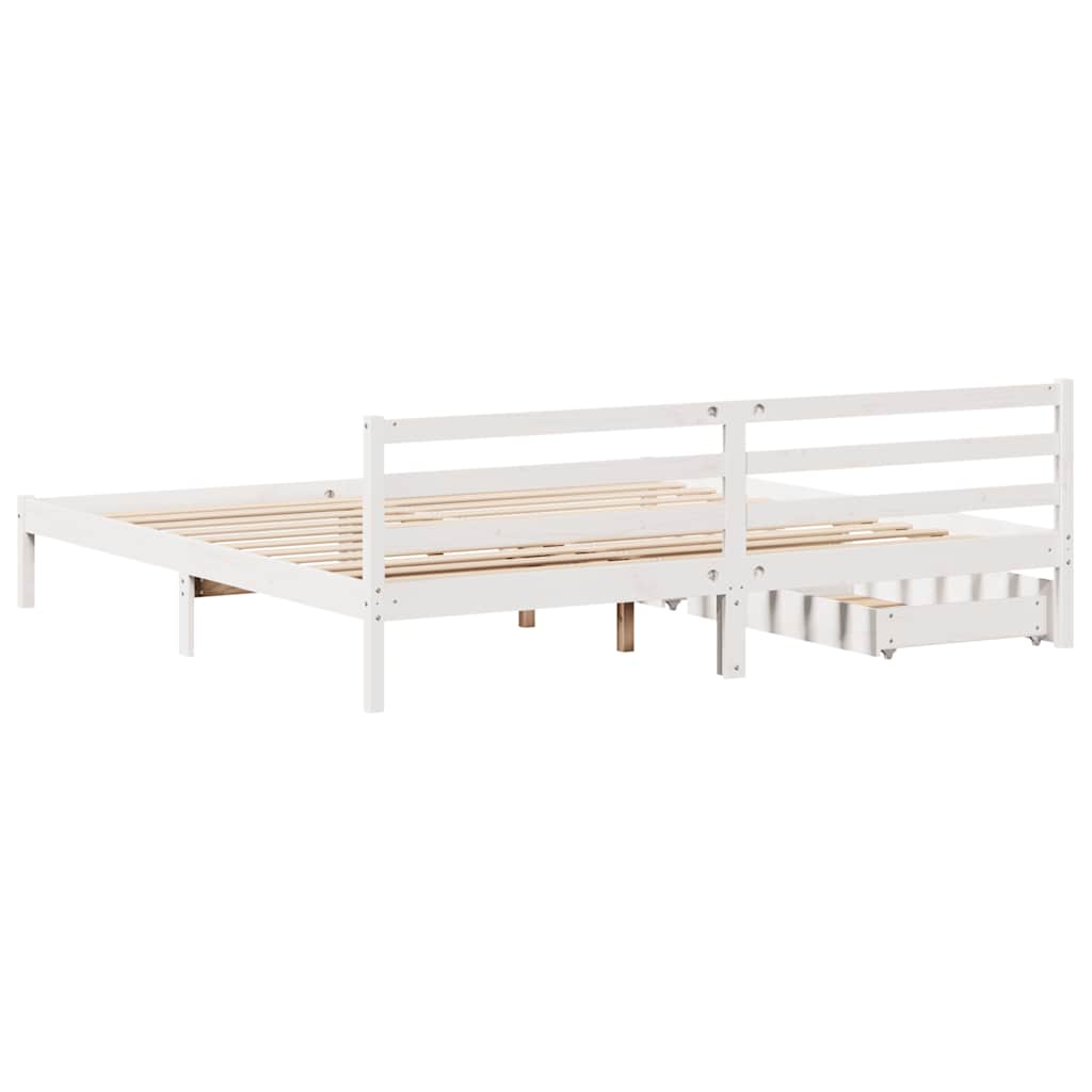 Bed Frame without Mattress White 200x200 cm Solid Wood Pine - Bargainia.com - 8721102939389 - 3301549