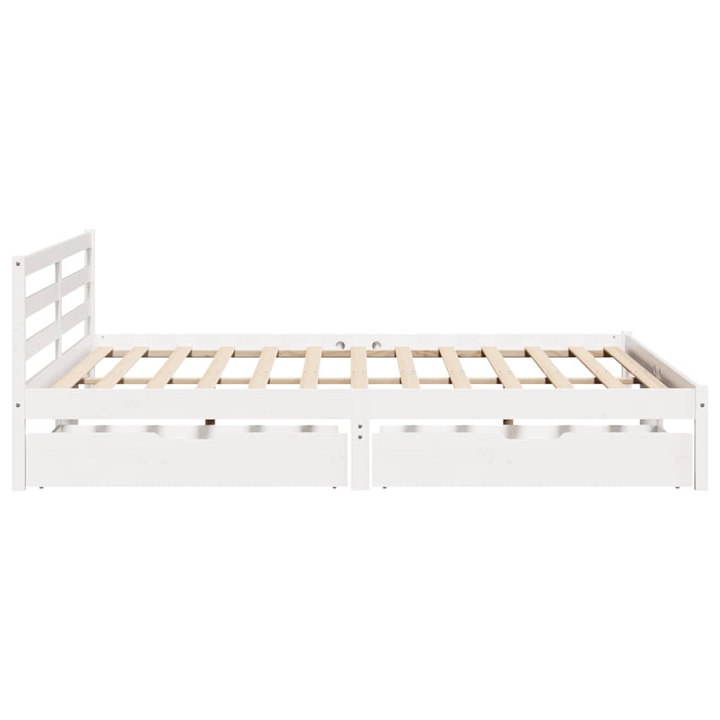 Bed Frame without Mattress White 200x200 cm Solid Wood Pine - Bargainia.com - 8721102939389 - 3301549