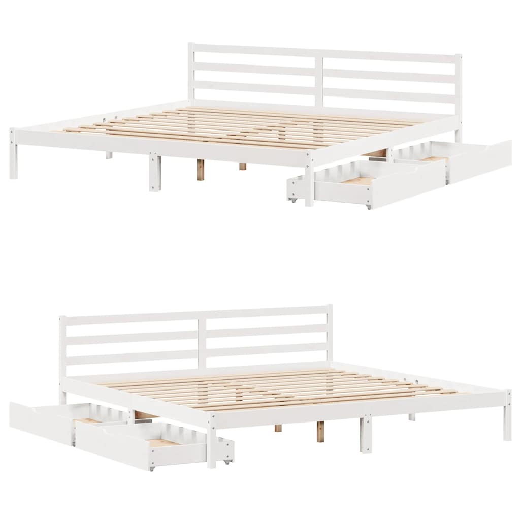 Bed Frame without Mattress White 200x200 cm Solid Wood Pine - Bargainia.com - 8721102939389 - 3301549