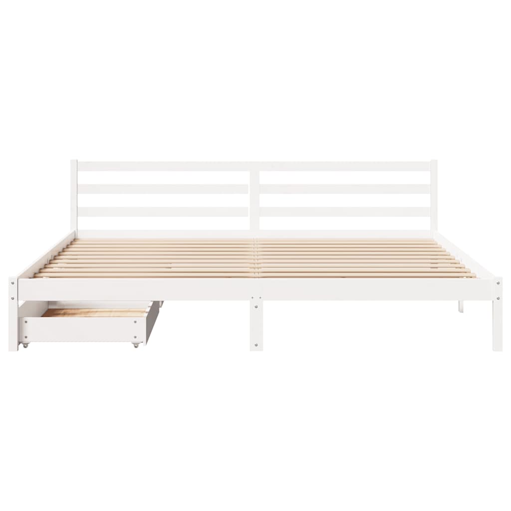 Bed Frame without Mattress White 200x200 cm Solid Wood Pine - Bargainia.com - 8721102939389 - 3301549