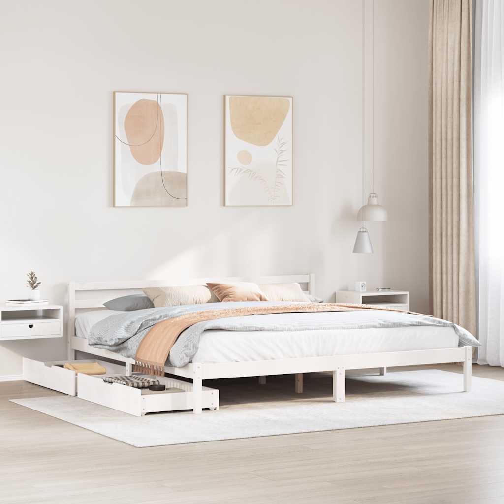 Bed Frame without Mattress White 200x200 cm Solid Wood Pine - Bargainia.com - 8721102939389 - 3301549
