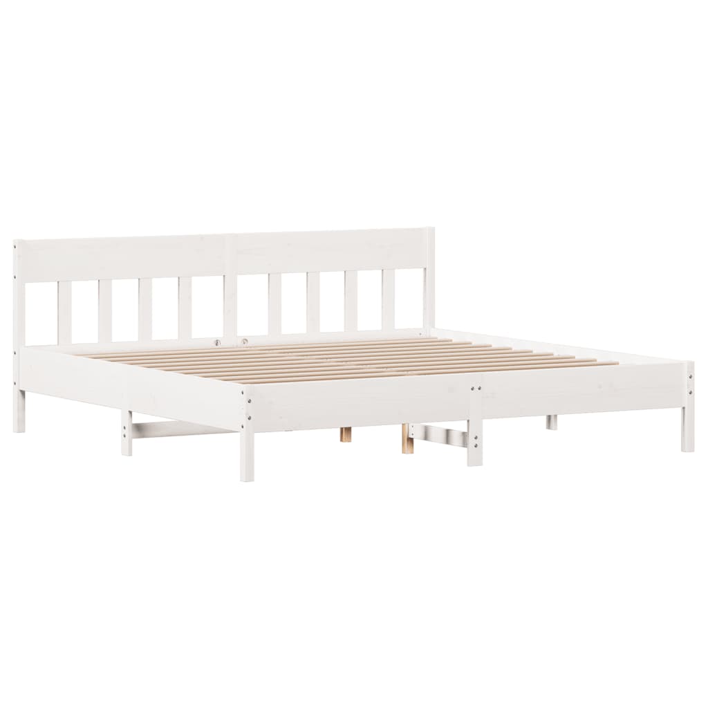 Bed Frame without Mattress White 200x200 cm Solid Wood Pine - Bargainia.com - 