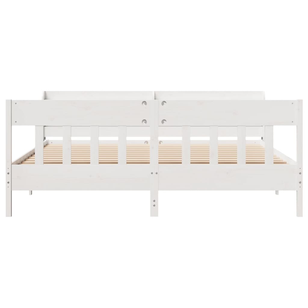 Bed Frame without Mattress White 200x200 cm Solid Wood Pine - Bargainia.com - 