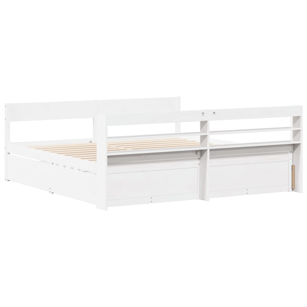 Bed Frame without Mattress White 200x200 cm Solid Wood Pine - Bargainia.com - 8721102983672 - 3307111