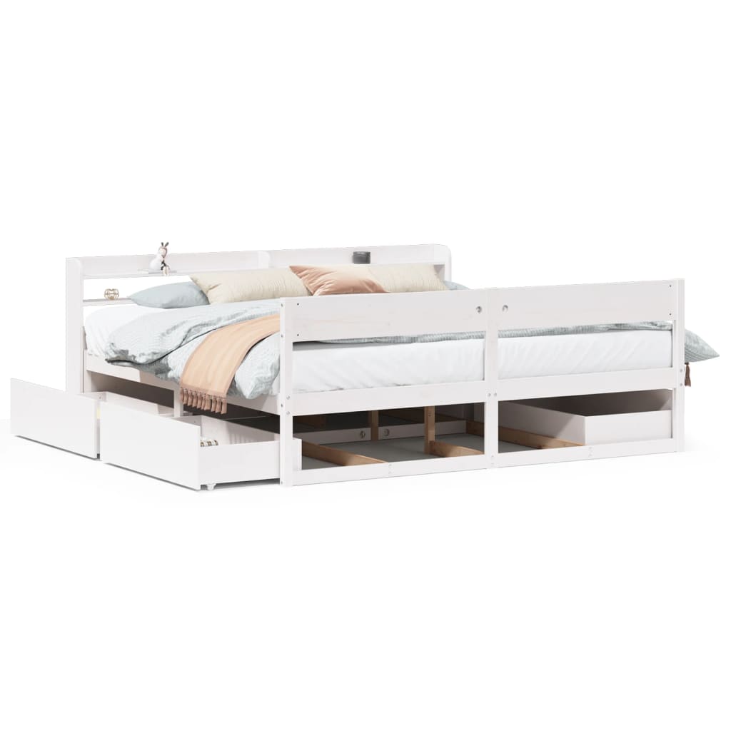 Bed Frame without Mattress White 200x200 cm Solid Wood Pine - Bargainia.com - 8721102983672 - 3307111