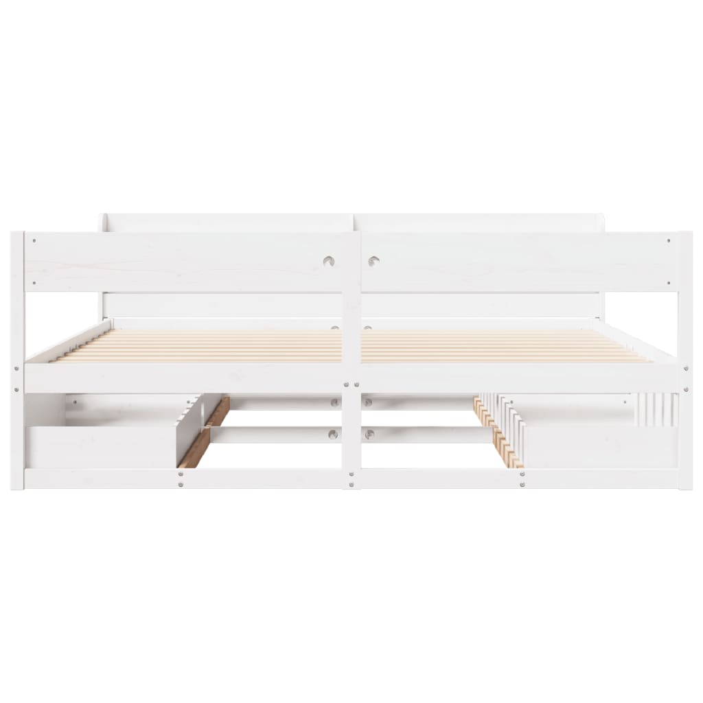 Bed Frame without Mattress White 200x200 cm Solid Wood Pine - Bargainia.com - 8721102983672 - 3307111