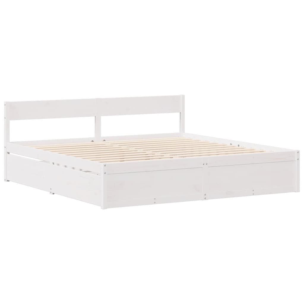 Bed Frame without Mattress White 200x200 cm Solid Wood Pine - Bargainia.com - 8721102983672 - 3307111