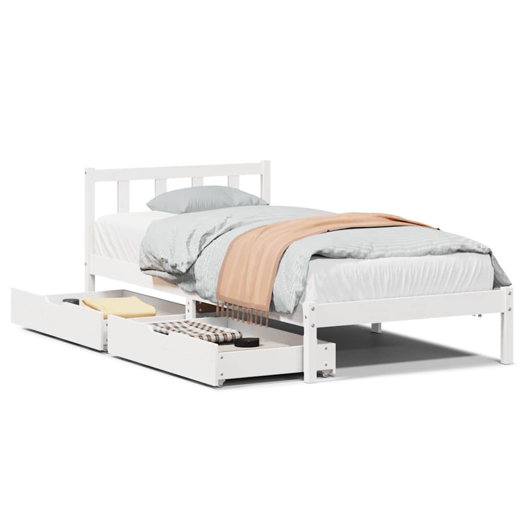 Bed Frame without Mattress White 90x190 cm Single Solid Wood Pine - Bargainia.com - 8721102938511 - 3301462
