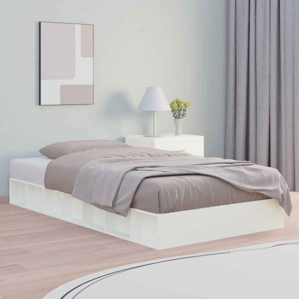 Bed Frame without Mattress White 90x200 cm Solid Wood - Bargainia.com - 