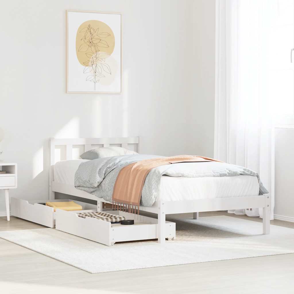Bed Frame without Mattress White 90x200 cm Solid Wood Pine - Bargainia.com - 8721102938597 - 3301470