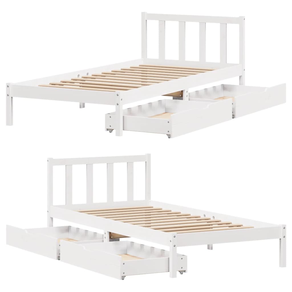 Bed Frame without Mattress White 90x200 cm Solid Wood Pine - Bargainia.com - 8721102938597 - 3301470