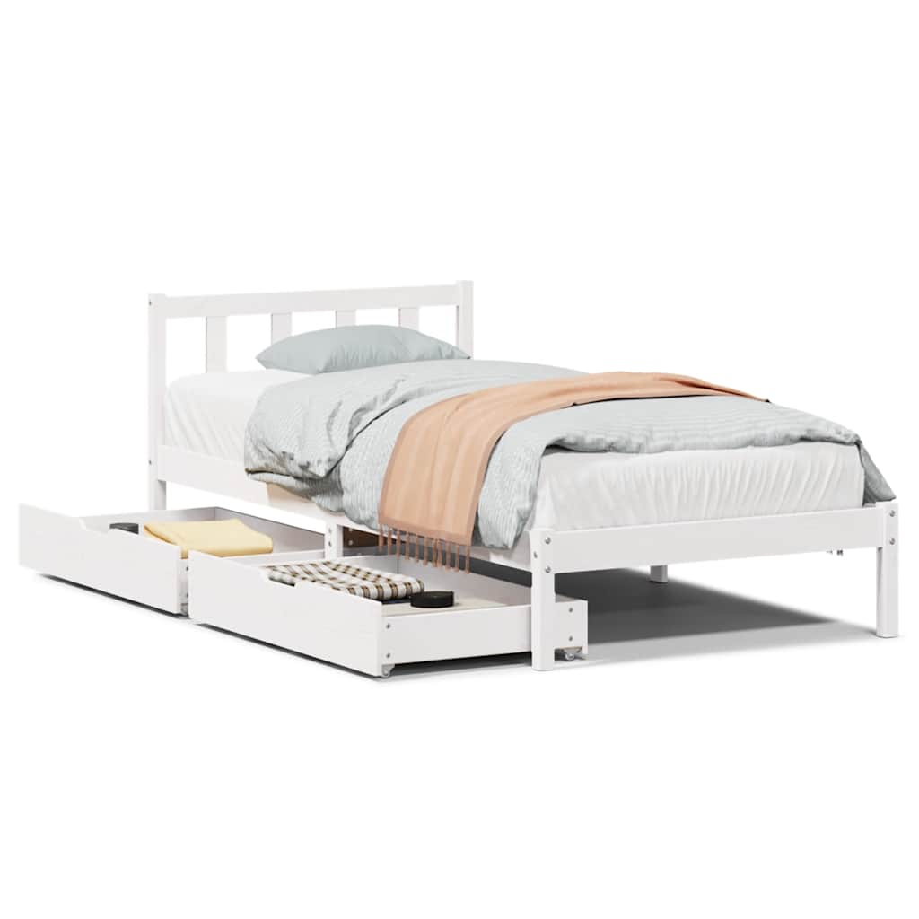 Bed Frame without Mattress White 90x200 cm Solid Wood Pine - Bargainia.com - 8721102938597 - 3301470