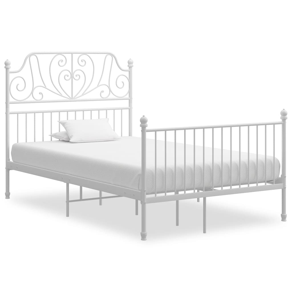 Bed Frame without Mattress White Metal 120x200 cm - Bargainia.com - 