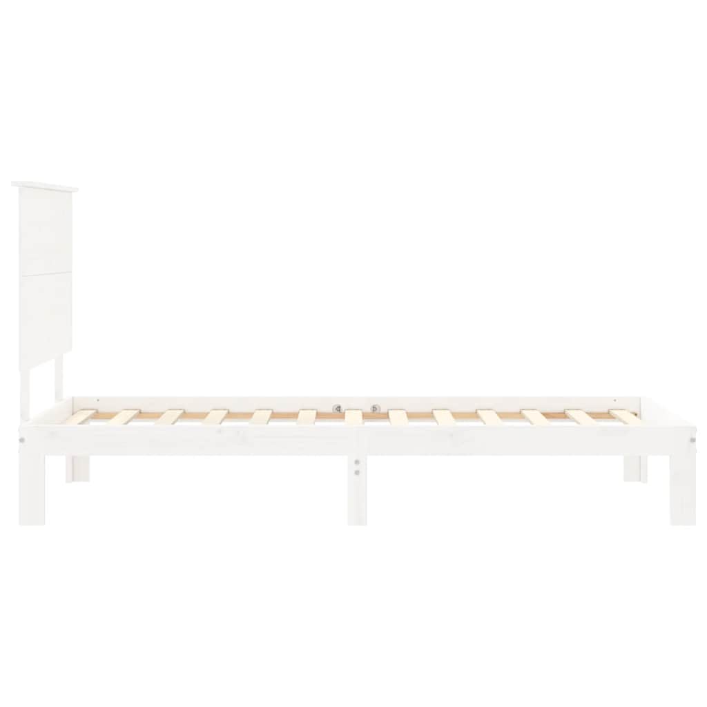 Bed Frame without Mattress White Single Solid Wood Pine - Bargainia.com - 