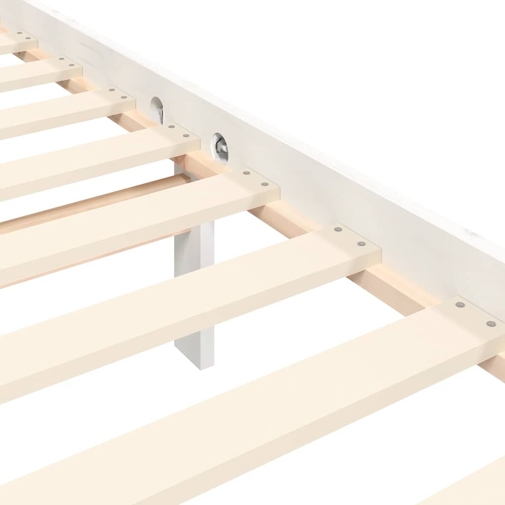 Bed Frame without Mattress White Single Solid Wood Pine - Bargainia.com - 