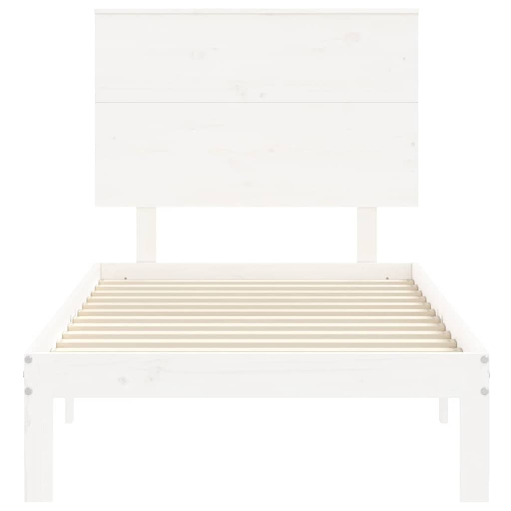 Bed Frame without Mattress White Single Solid Wood Pine - Bargainia.com - 
