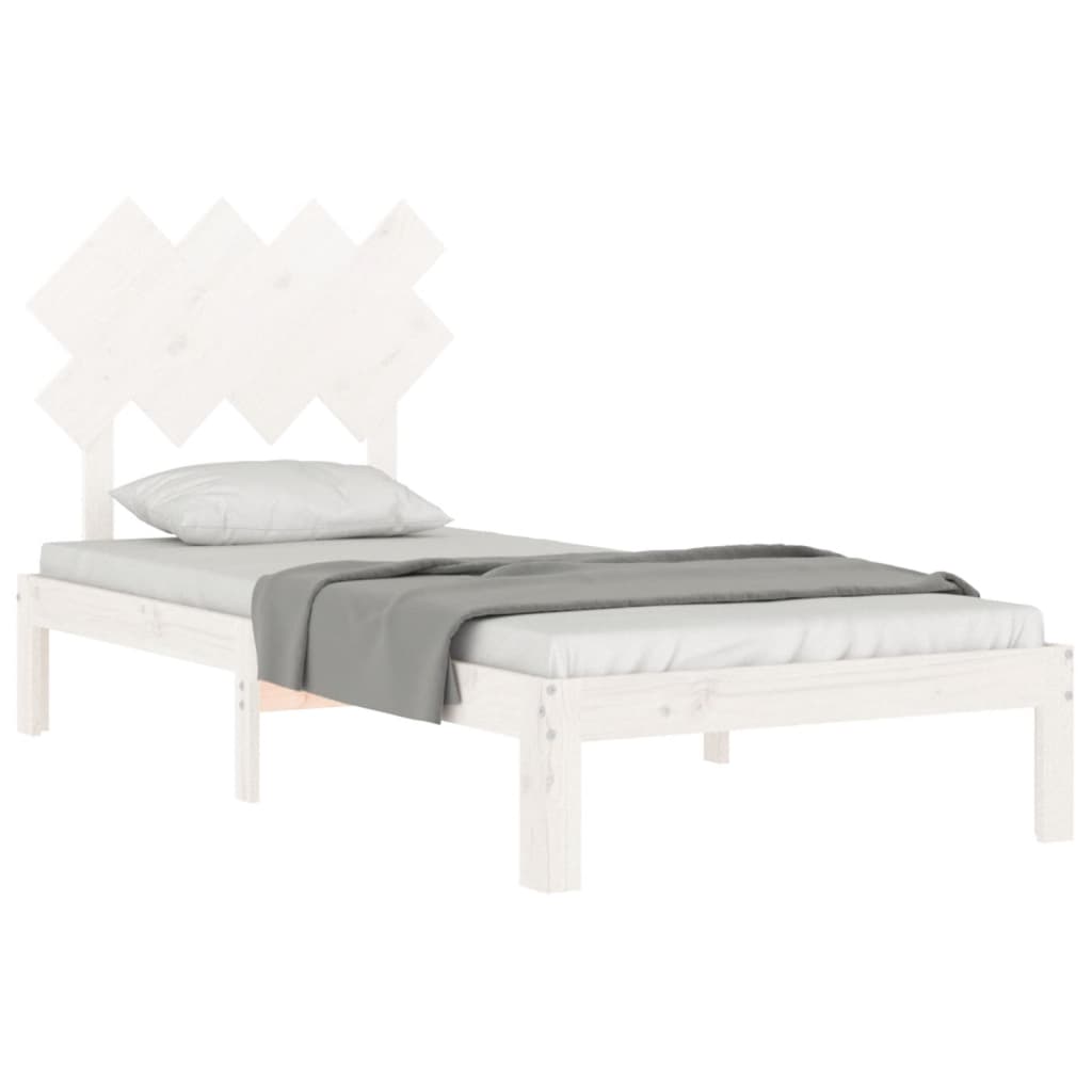 Bed Frame without Mattress White Single Solid Wood Pine - Bargainia.com - 