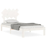 Bed Frame without Mattress White Single Solid Wood Pine - Bargainia.com - 