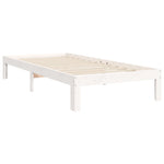 Bed Frame without Mattress White Single Solid Wood Pine - Bargainia.com - 