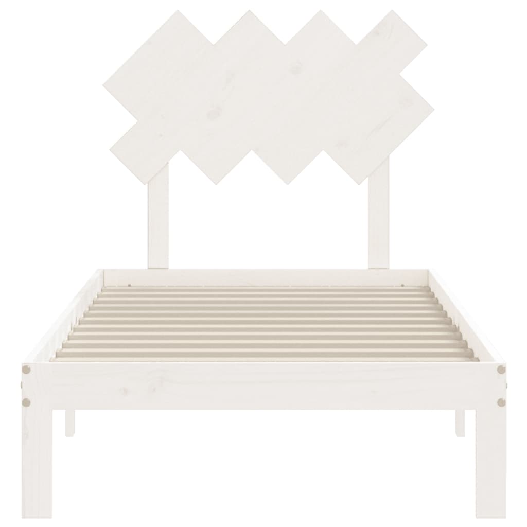 Bed Frame without Mattress White Single Solid Wood Pine - Bargainia.com - 