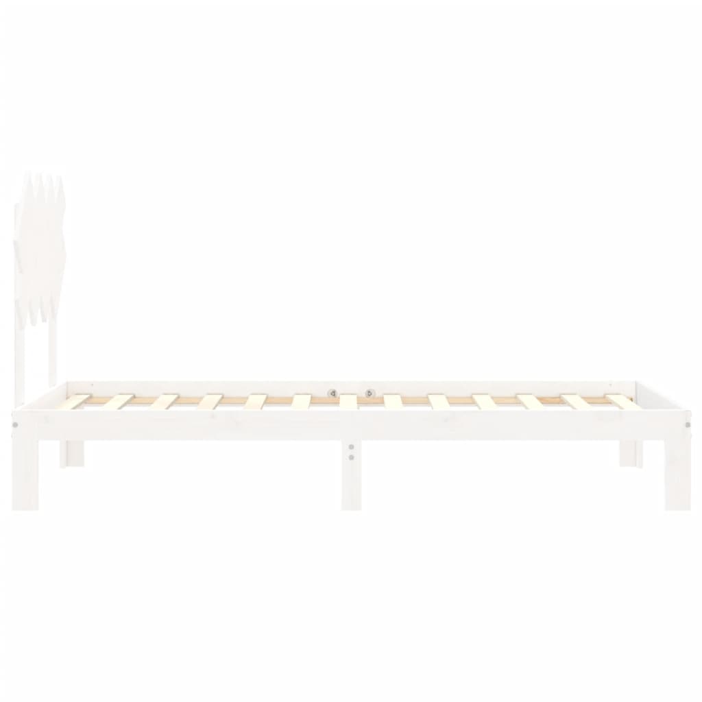 Bed Frame without Mattress White Single Solid Wood Pine - Bargainia.com - 