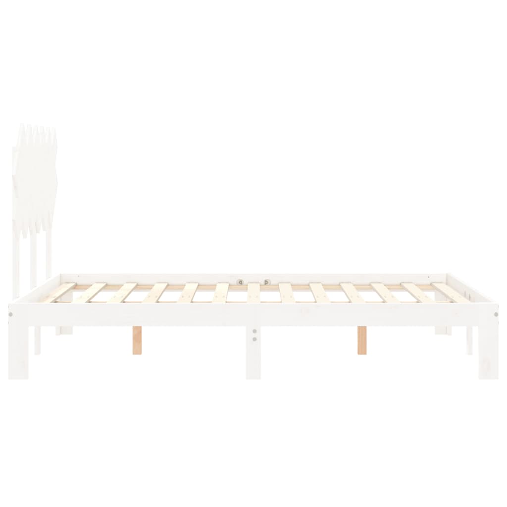 Bed Frame without Mattress White Small Double Solid Wood Pine - Bargainia.com - 
