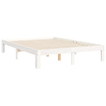 Bed Frame without Mattress White Small Double Solid Wood Pine - Bargainia.com - 