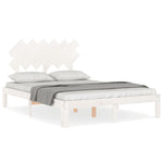 Bed Frame without Mattress White Small Double Solid Wood Pine - Bargainia.com - 