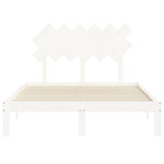 Bed Frame without Mattress White Small Double Solid Wood Pine - Bargainia.com - 
