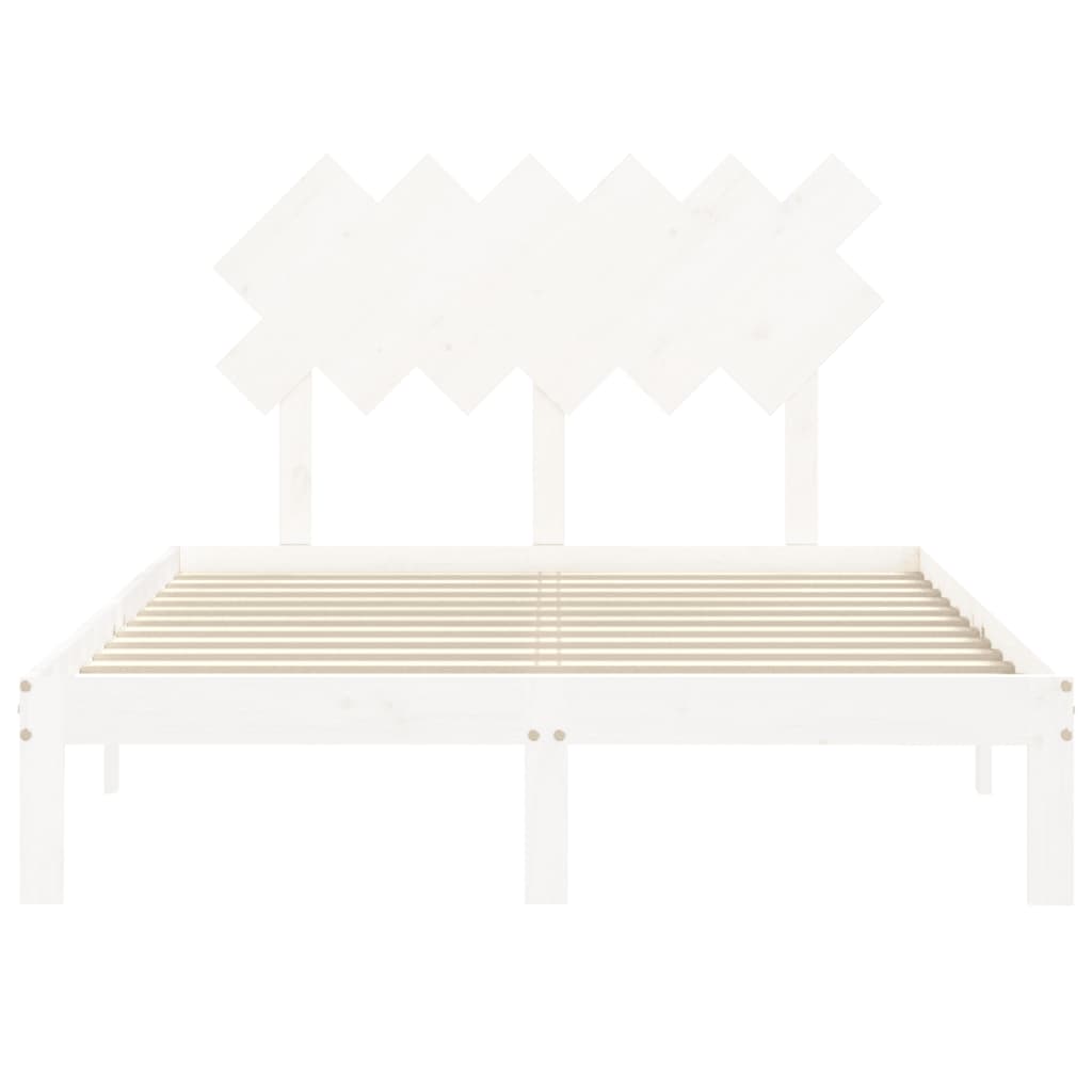 Bed Frame without Mattress White Small Double Solid Wood Pine - Bargainia.com - 