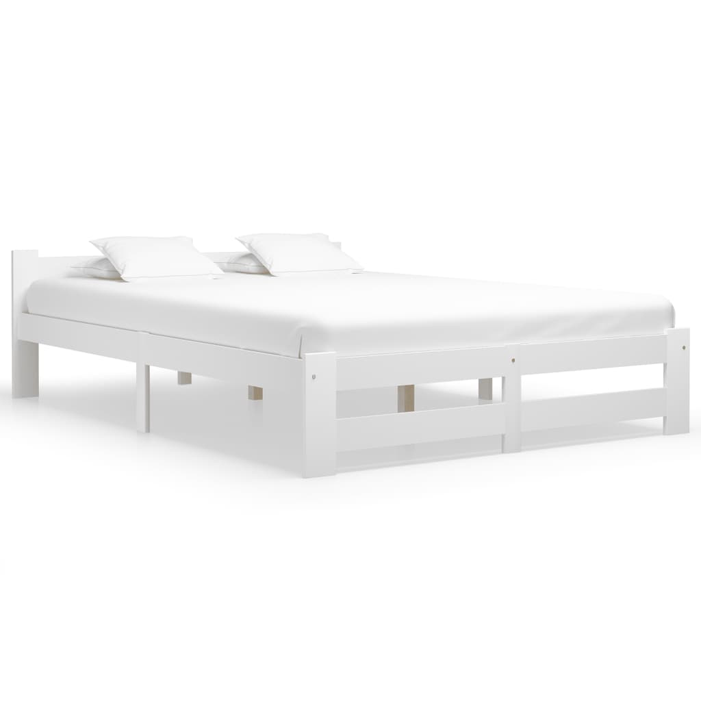 Bed Frame without Mattress White Solid Pine Wood 120x200 cm - Bargainia.com - 8720286289839 - 322000