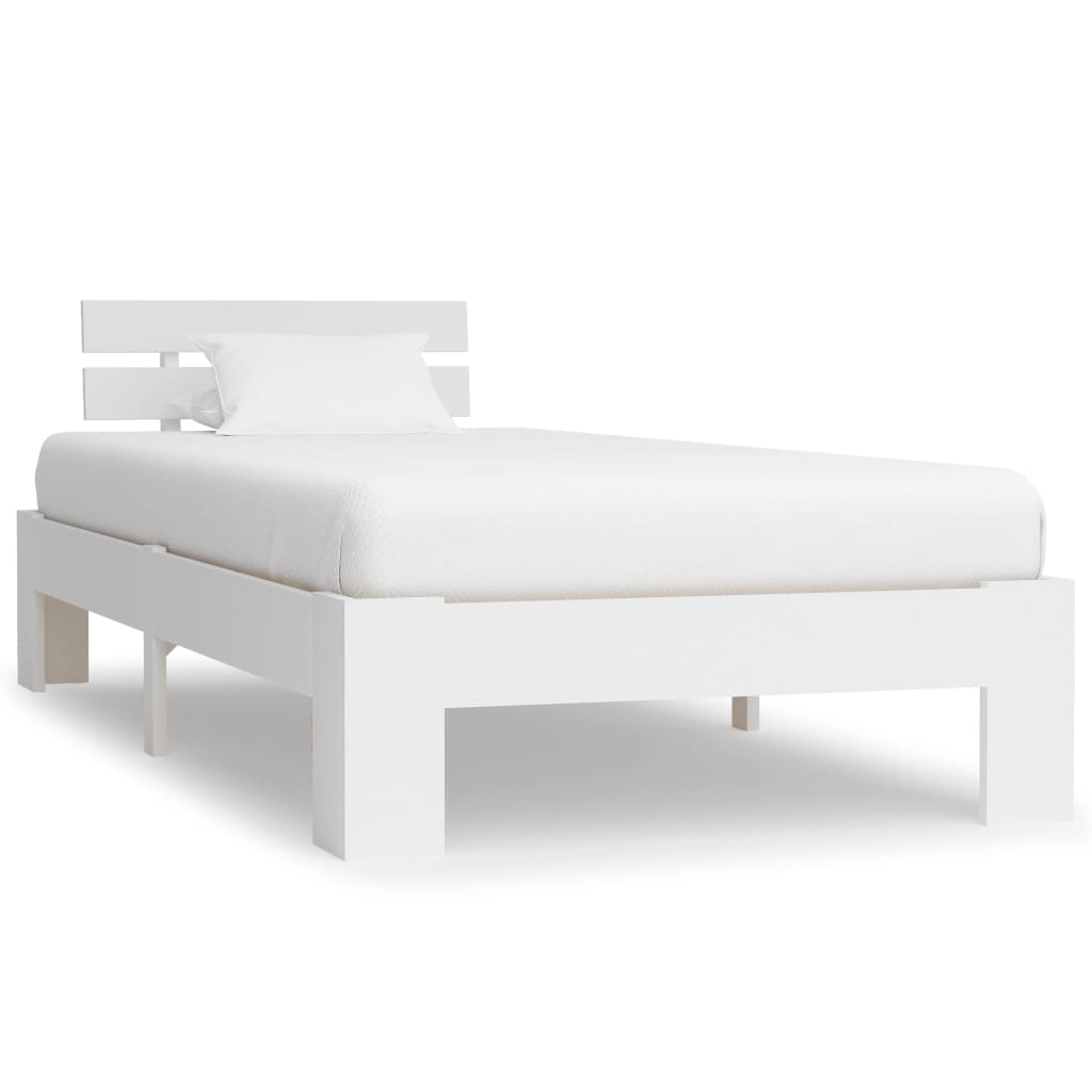 Bed Frame without Mattress White Solid Pine Wood 90x200 cm - Bargainia.com - 