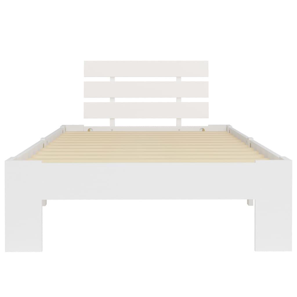 Bed Frame without Mattress White Solid Pine Wood 90x200 cm - Bargainia.com - 