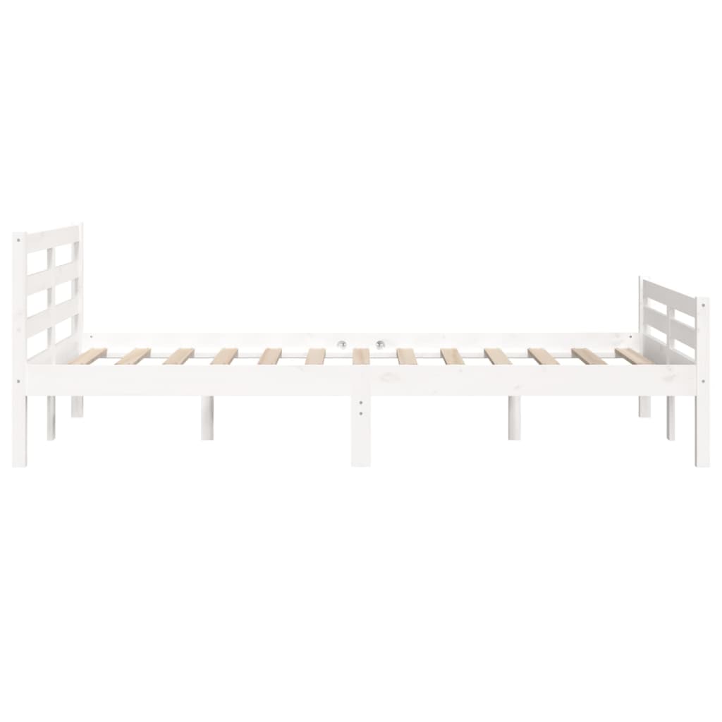 Bed Frame without Mattress White Solid Wood 135x190 cm Double Double - Bargainia.com - 