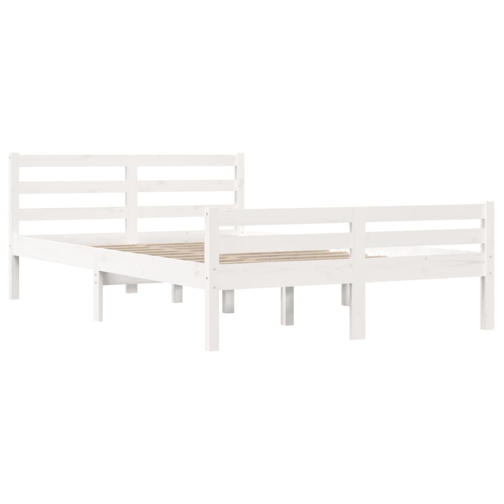 Bed Frame without Mattress White Solid Wood 135x190 cm Double Double - Bargainia.com - 