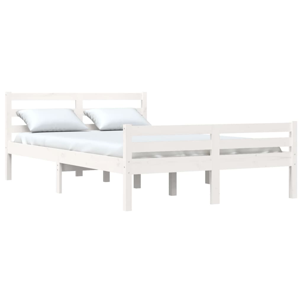 Bed Frame without Mattress White Solid Wood 135x190 cm Double Double - Bargainia.com - 